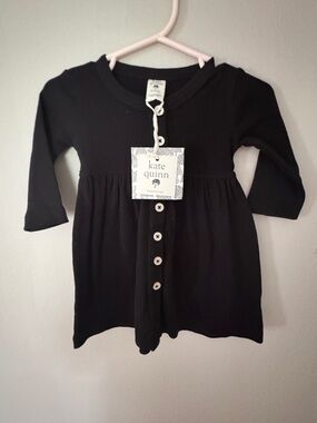 kate quinn Black Long-Sleeve Button Front Baby Top